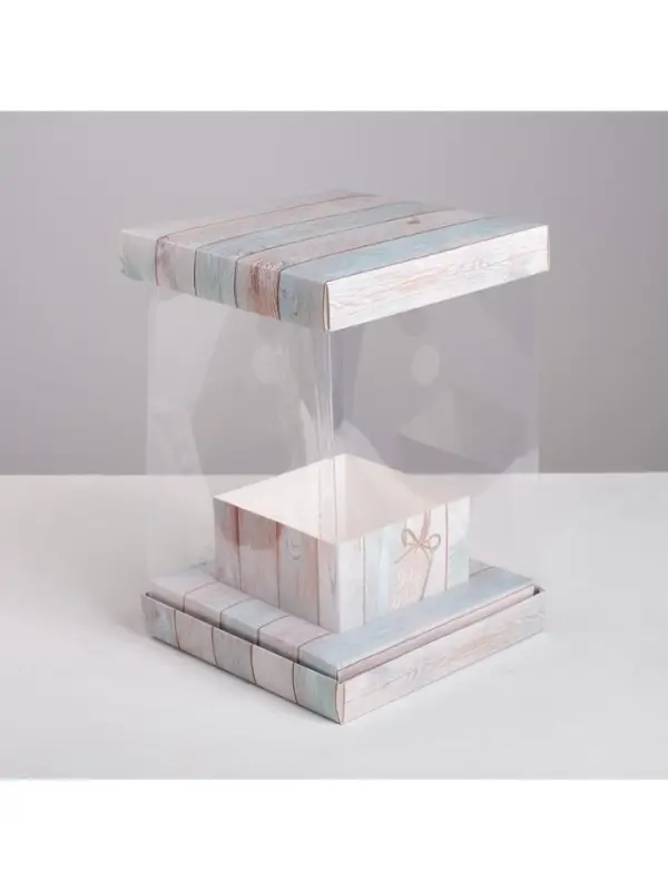 Коробка подарочная для цветов с вазой и PVC окнами складная, упаковка, &laquo;Счастье&raquo;, 16 х 23 х 16 см