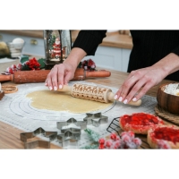 Скалка новогодняя Доляна, фигурная, 30&times;4 см, рабочая часть 11,5 см, вращающаяся