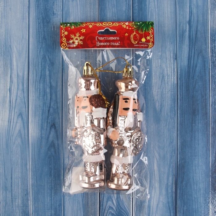 Набор ёлочных игрушек 2 шт. &laquo;Зимнее волшебство. Щелкунчик&raquo; пластик, 14х3 см, золото