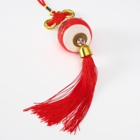 Подвеска керамика "Манэки-нэко с узлом счастья" красный 5х5х36 см