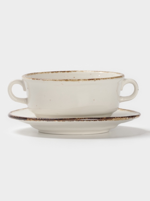 Бульонница Magistro "Alpine Frost" 250 мл 14,6х14,6х7,2 цвет белый с блюдцем