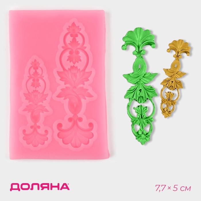 Молд для заливки Доляна &laquo;Цветочный узор&raquo;, силикон, 7,7&times;5 см, розовый