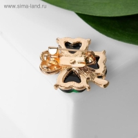 Брошь &laquo;Клевер&raquo;, цвет бело-зелёный в золоте (неделимая фасовка 12 шт., цена за шт.)