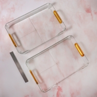 Органайзер для хранения, с ручками, 2 секции, 31 &times; 20 &times; 29 см, цвет прозрачный/золотой