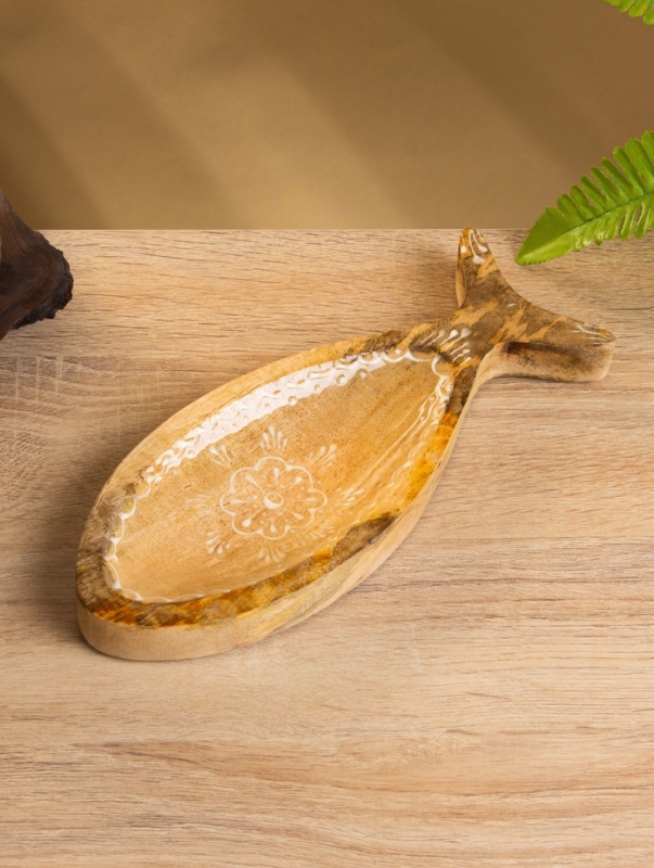 Блюдо в форме рыбки "Пряник" дерево манго 25,5х10х2 см