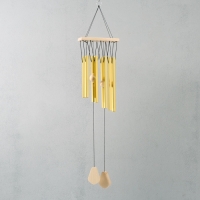 Музыка ветра металл "Спокойствие" золото 8 трубок 67 см