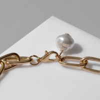 Браслет жемчуг &laquo;Барокко&raquo; цепь, цвет белый в золоте, L=18 см