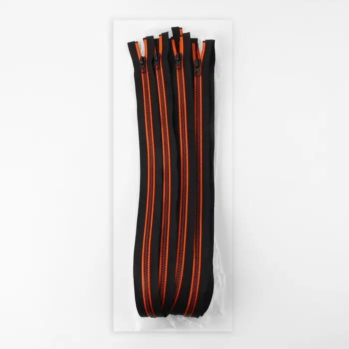 Молния &laquo;Трактор&raquo;, №5, разъёмная, замок автомат, 80 см, чёрная, оранжевая