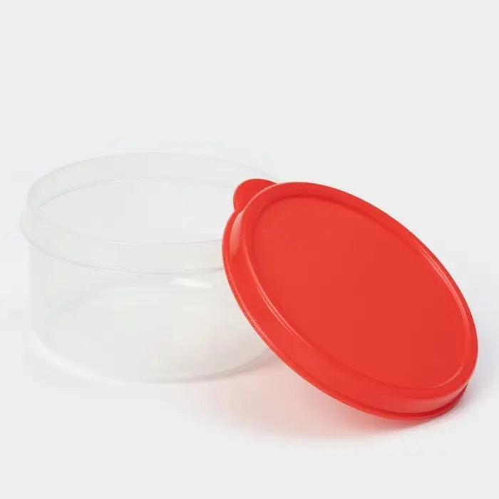Контейнер круглый Доляна, пищевой, 150 мл, прозрачный, крышка красная