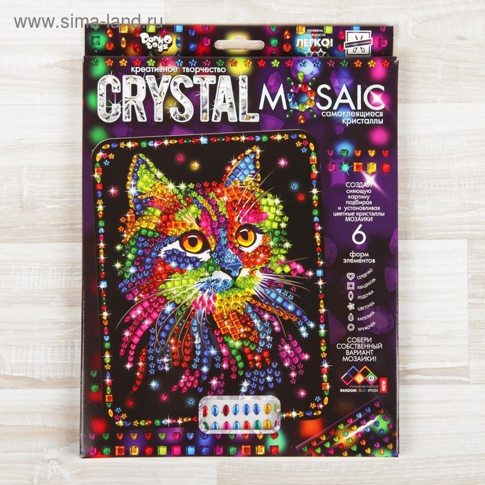 Набор для создания мозаики &laquo;Кот&raquo; CRYSTAL MOSAIC, на тёмном фоне