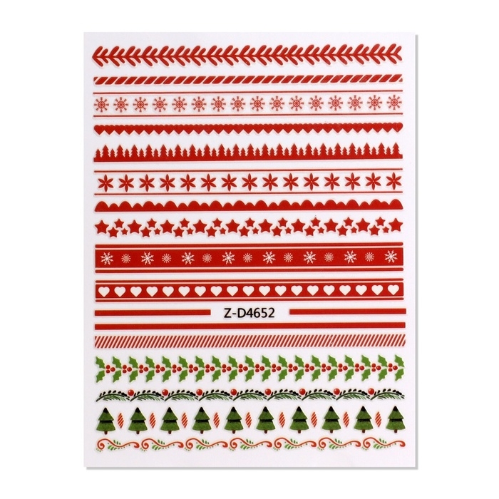 Новый год! Наклейки для ногтей &laquo;Зимние узоры&raquo;, цвет красный/зелёный