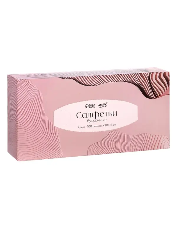 Салфетки бумажные в коробке Мой Выбор, 20х18 см, 2 слоя, 100 листов