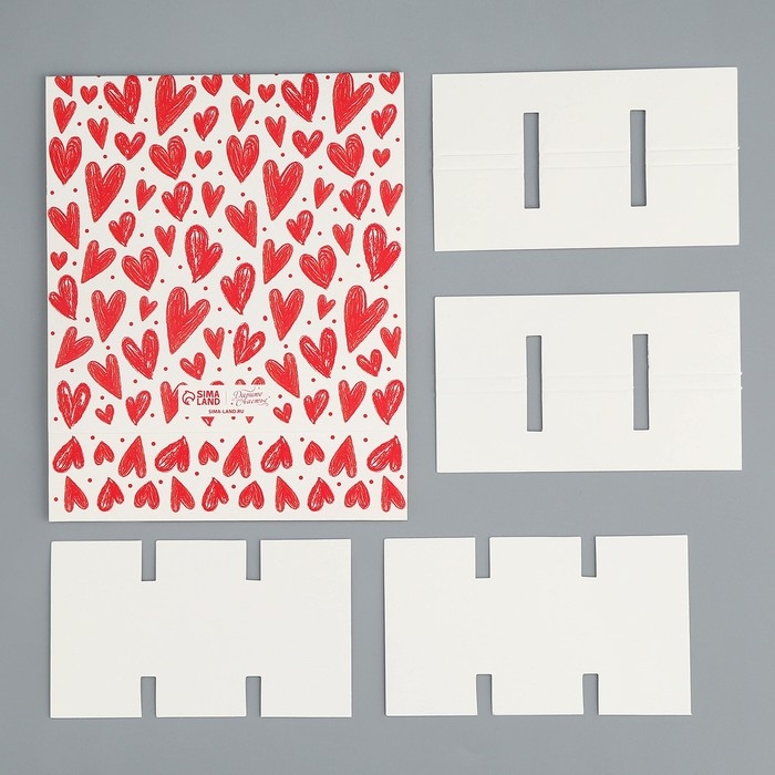 Коробка для конфет, кондитерская упаковка, 9 ячеек, &laquo;Я люблю тебя&raquo;, сердечки, 14.5 х 14.5 х 3.5 см