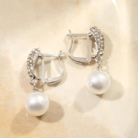 Серьги с жемчугом &laquo;Грейс&raquo; дорожка, цвет белый в серебре