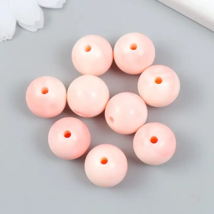 Бусины пластик "Разводы краски. Розовые" набор 20 гр d=1,6 см