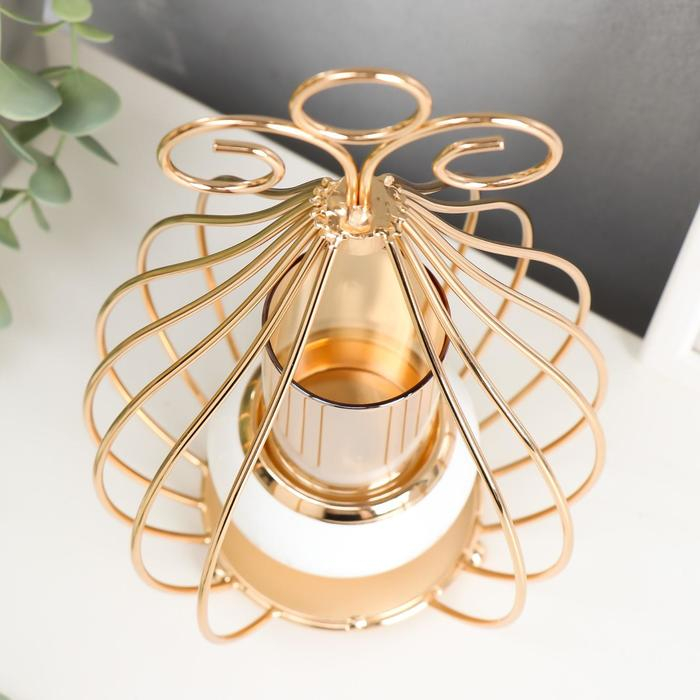 Подсвечник металл на 1 свечу "Капля" золото и белый 26х14,5х9 см