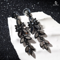 Серьги висячие со стразами «Ажур» весеннее настроение, цвет чёрный, 7см Серьги висячие со стразами «Ажур» весеннее настроение, цвет чёрный, 7см