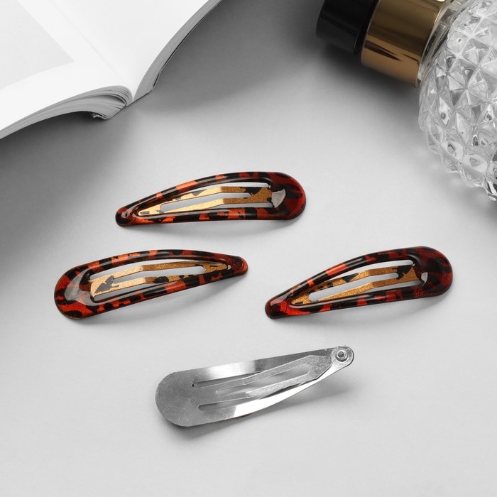 Невидимка для волос "Ажурная" (набор 6 шт) 5 см, леопардовый