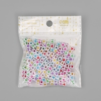 Бусины для творчества пластик "Куб цветные сердца" набор 20 гр 0,4х0,4 см