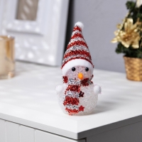 Ёлочная игрушка &laquo;Красный снеговичок&raquo; 8 см, батарейки AG13 (в комплекте), свечение мульти (RGB)