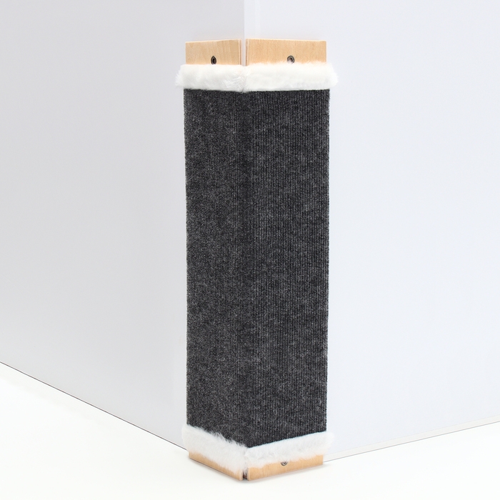 Когтеточка угловая, ковролин с мехом, 55 х 25  см