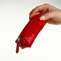 Ключница карманная на молнии, TEXTURA, длина 12,5 см, кольцо, цвет красный Ключница карманная на молнии, TEXTURA, длина 12,5 см, кольцо, цвет красный