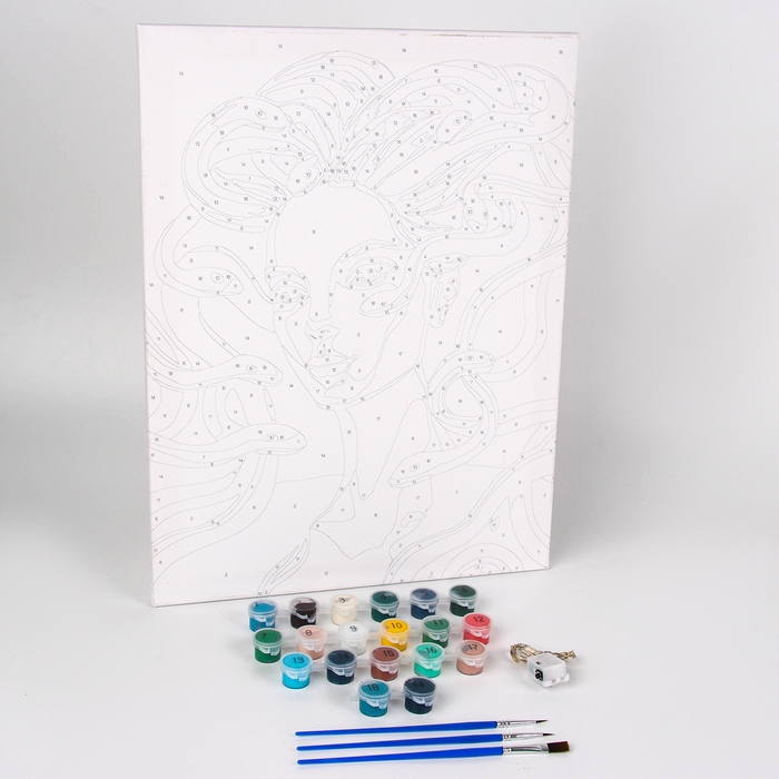 Картина по номерам на холсте с подрамником и гирляндой на новый год &laquo;Девушка и змеи&raquo;, 30 х 40 см, символ года 2025, новогодний набор для творчества