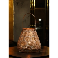 Подсвечник металл на 1 свечу "Узор. Тыковки" состаренное золото 20,5х20,5х20,5 см