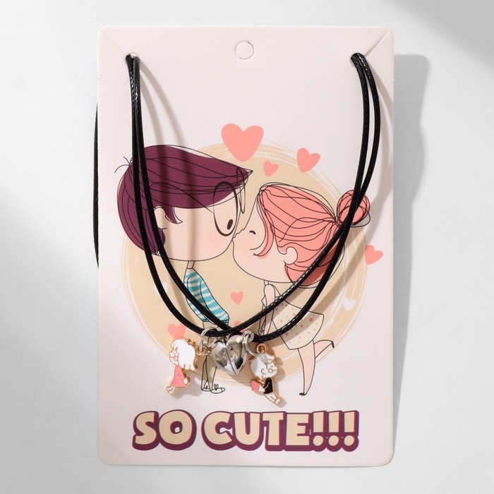 Кулоны &laquo;Неразлучники&raquo; на магните, мальчик и девочка, цветные, 40 см