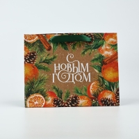 Пакет подарочный новогодний крафтовый вертикальный «С Новым годом», мандарины, MS 18 х 23 х 10 см , Новый год Пакет подарочный новогодний крафтовый вертикальный «С Новым годом», мандарины, MS 18 х 23 х 10 см , Новый год