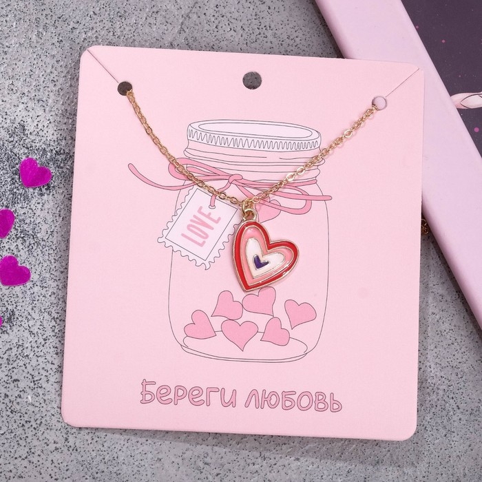 Кулон &laquo;Сердце&raquo; иллюзия, цветной в золоте, 47 см