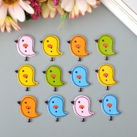 Набор пуговиц декоративных дерево &laquo;Птички&raquo;, набор 12 шт., 2.6&times;2.4 см