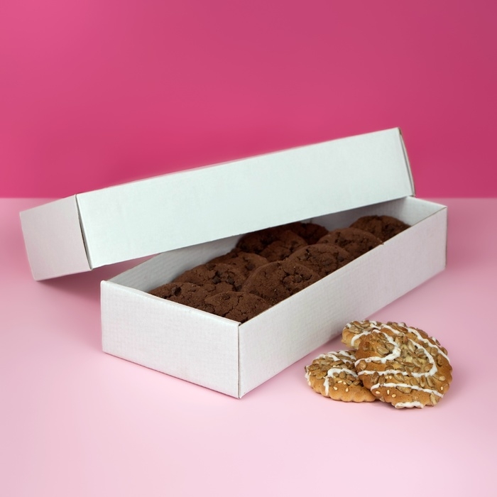 Коробка сборная без печати крышка-дно белая с окном 24 х 11 х 4,5 см