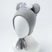 Шапка для девочки, цвет серый меланж, размер 46-50 Шапка для девочки, цвет серый меланж, размер 46-50