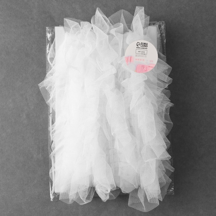 Рюш однослойный, 50 мм, 9 &plusmn; 0,5 м, цвет белый