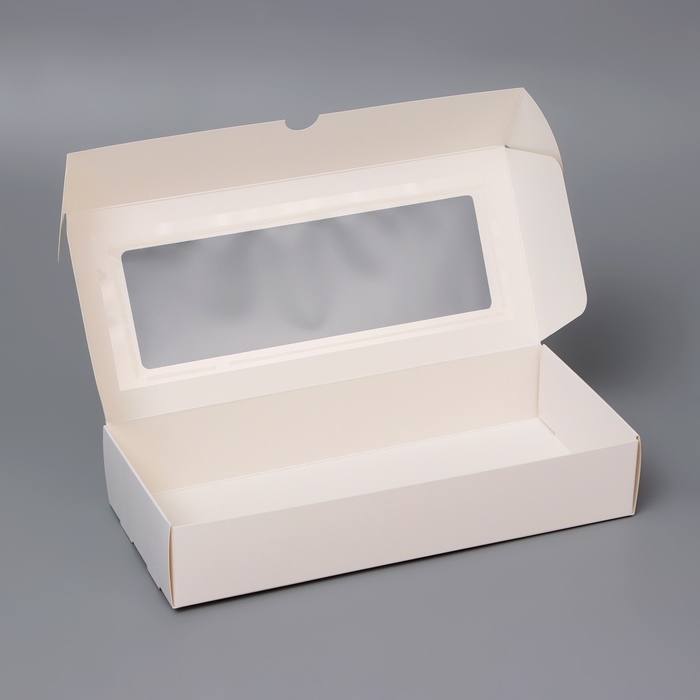 Коробка складня, пенал, с окном, белая, 27 х 12 х 5 см