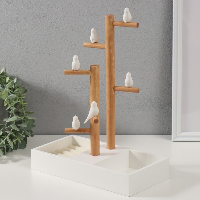 Сувенир дерево подставка для украшений Сувенир дерево подставка для украшений "Птички на дереве" белый 24х12х32 см