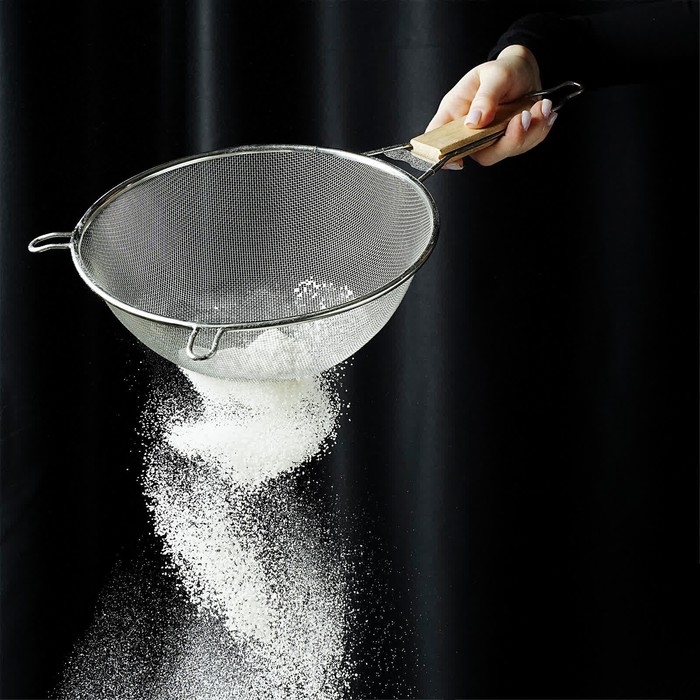 Сито для просеивания с ручкой Доляна &laquo;Стандарт&raquo;, d=24 см, цвет серебристый