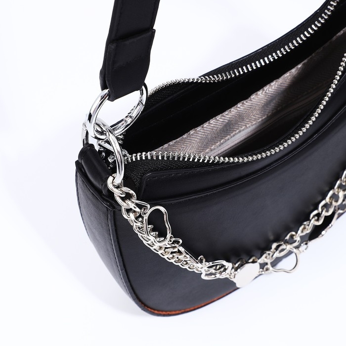Сумка-багет на молнии, цвет чёрный