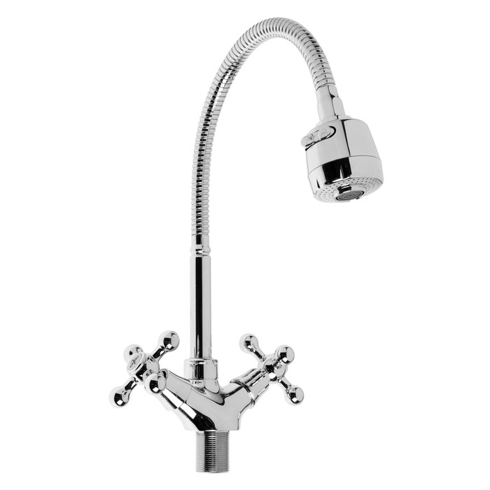 Cмеситель для кухни Accoona A4871, двухвентильный, гибкий излив, силумин, хром Cмеситель для кухни Accoona A4871, двухвентильный, гибкий излив, силумин, хром