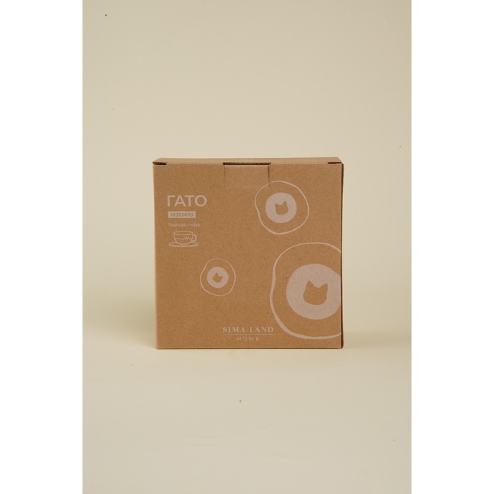 Чайная пара фарфоровая SL Home &laquo;Гато&raquo;, 2 предмета: чашка 270 мл, блюдце d=16,5 см, цвет белый