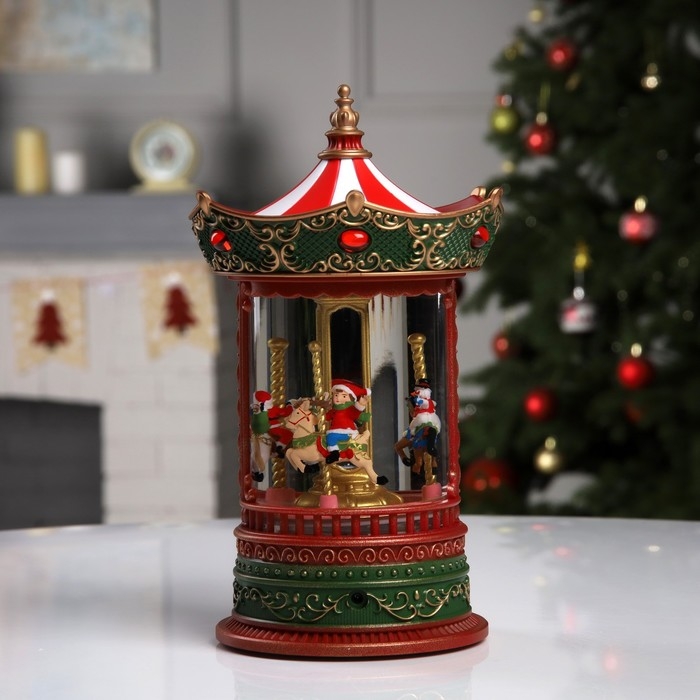 Светодиодная фигура &laquo;Карусель&raquo; 15.4 &times; 25 &times; 15.4 см, пластик, батарейки ААх3 (не в комплекте), USB, свечение тёплое белое