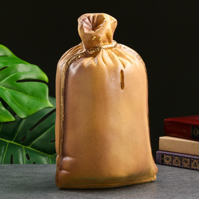 Копилка "Мешок сто тысяч" коричневый, 14х20х32см