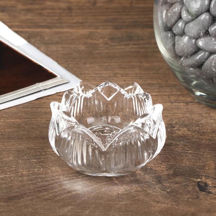 Подсвечник стекло на 1 свечу Подсвечник стекло на 1 свечу "Купавка" прозрачный 3,5х5,8х5,8 см