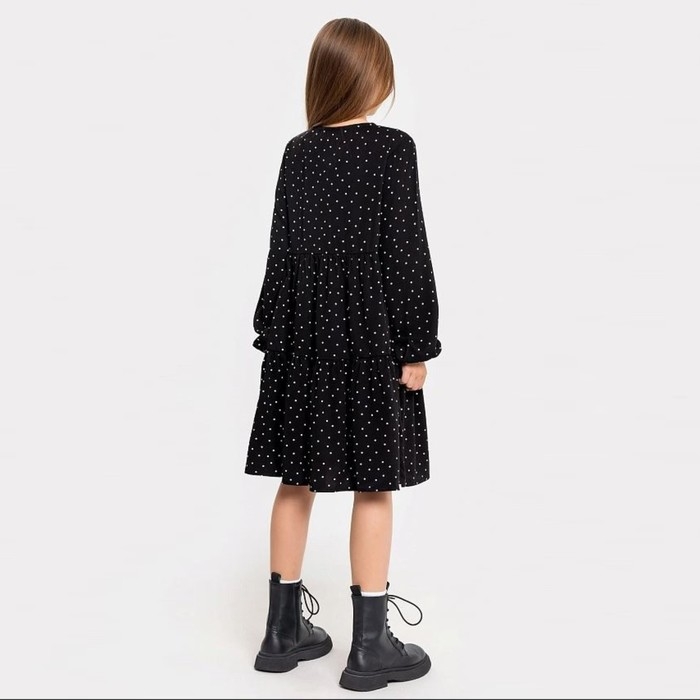 Платье для девочки, цвет чёрный/горошек, рост 146 см