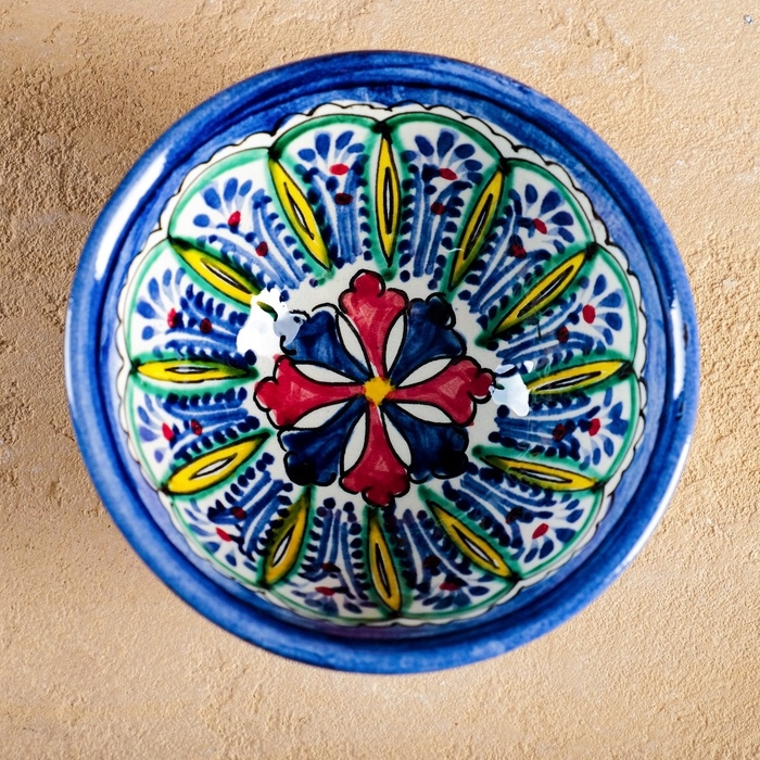 Пиала Риштанская Керамика "Узоры", 11,5 см, большая, микс