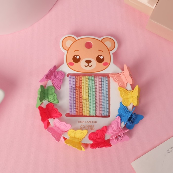 Набор для волос "Солнышко" (6 резинок,10 крабиков) бабочка