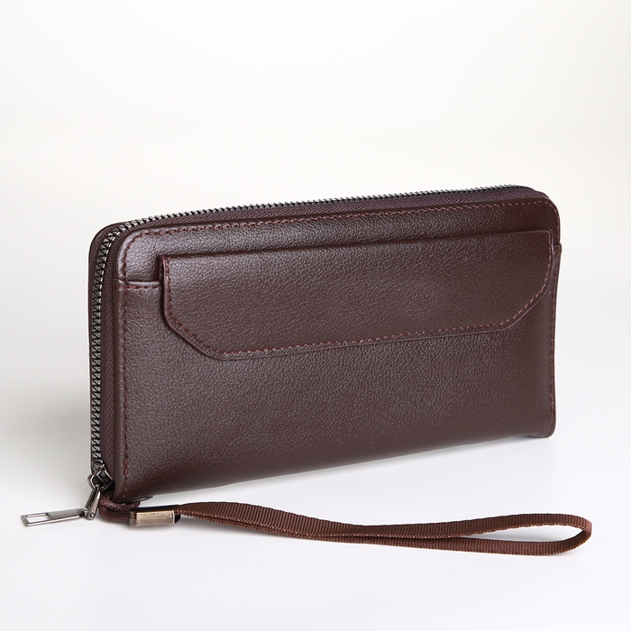 Портмоне-клатч мужской на молнии, цвет коричневый Портмоне-клатч мужской на молнии, цвет коричневый
