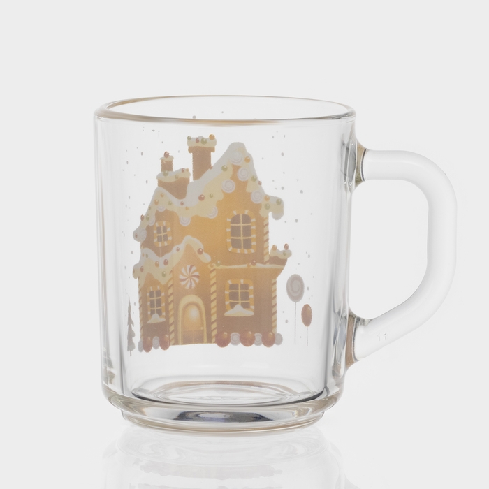 Кружка стеклянная чайная &laquo;Пряничный домик&raquo;, 200 мл