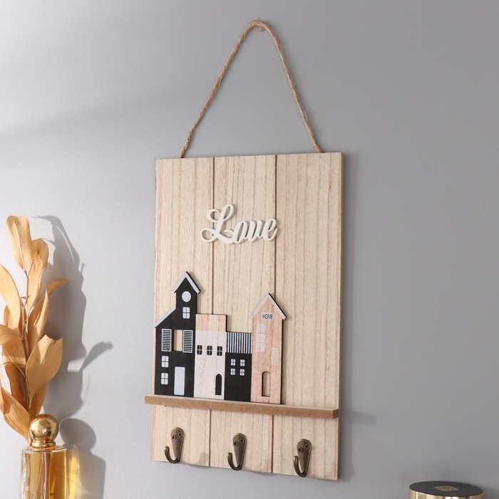 Крючки декоративные дерево Крючки декоративные дерево "Домики" 19х29 см